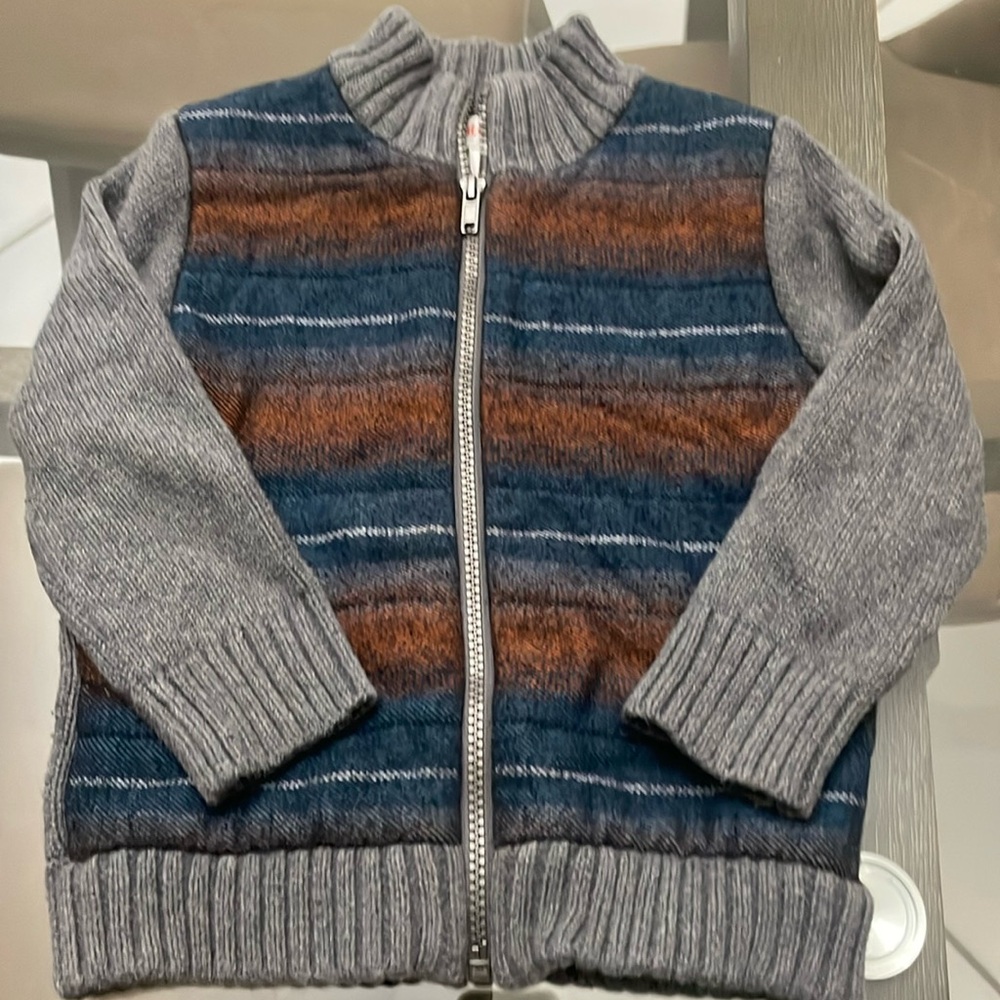 Cat & Jack Boy’s SZ 4T Zip Front Heavy Gray Sweater